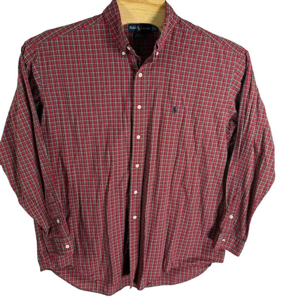 Ralph Lauren XL Men Blake Cotton Royal Stewart Tartan Plaid Long Sleeve Shirt - Picture 2 of 7
